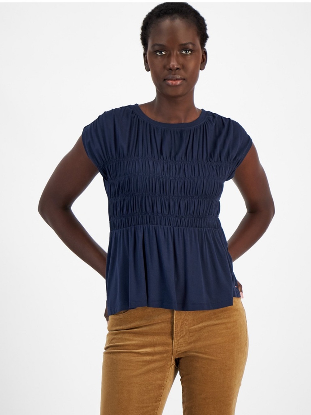 Tommy Hilfiger Women's Smocked Sleeveless Top